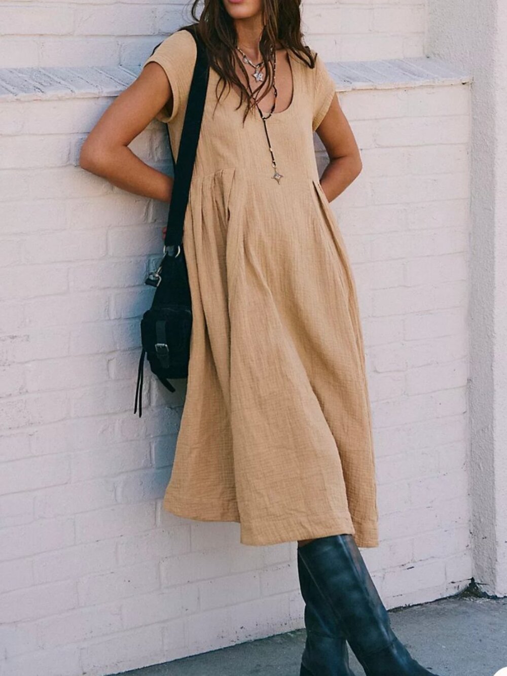 Free People Blaine Midi Dress In Iced Coffee